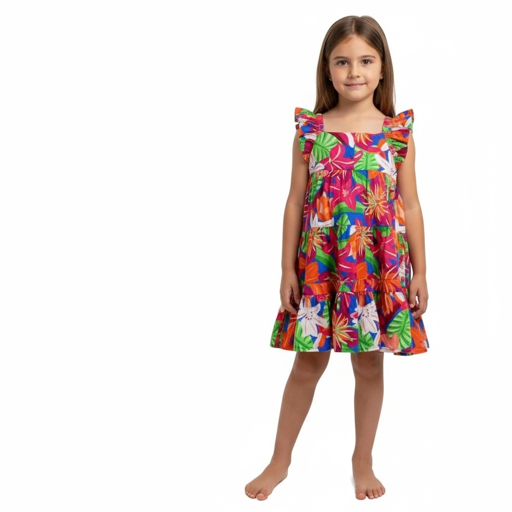 Janie and Jack Multicolor Tropical Floral Ruffle Dress